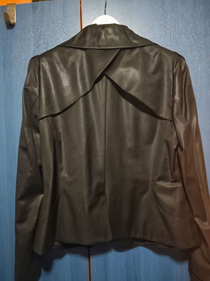 Roqua black cool wool jacket, glossy texture