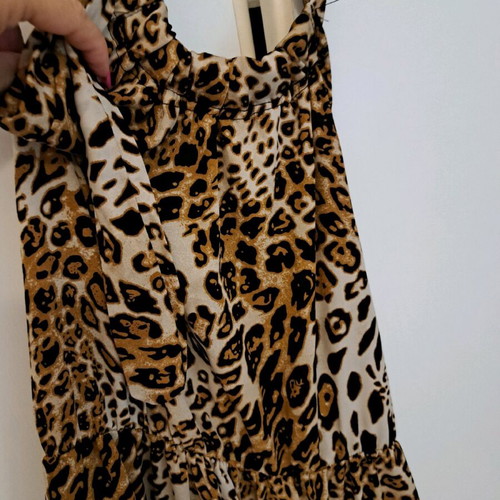 Animal print leopard dress like new, very long, brown