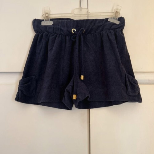 Shorts dark blue suede with bow design like new