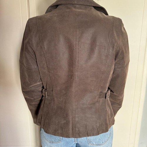 Leather jacket motorcycle style like new, brown, size L