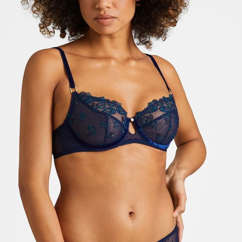 Aubade Paris Velvet Memories Full Cup Bra 75C new, Twilight blue