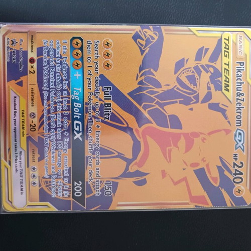 Pokemon card Pikachu & Zekrom GX holographic new XXL