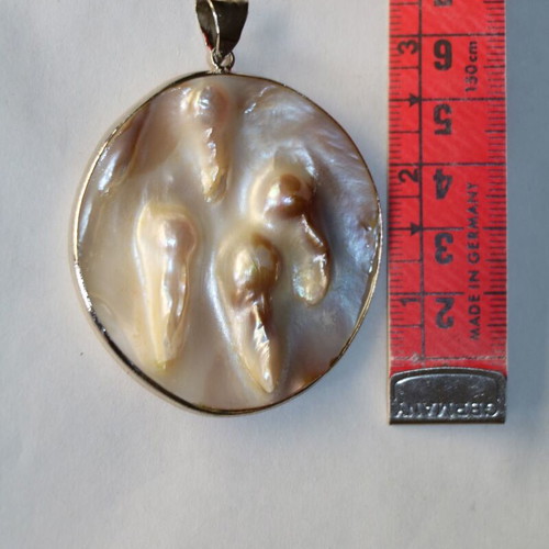 Rare mother of pearl shell pendant with 925 silver Nature Ocean SBTS038B new