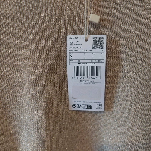 MNG Gold Knit Crop Top Size Small New