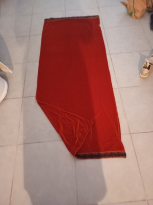 Velvet double-faced scarf with tassels, orange