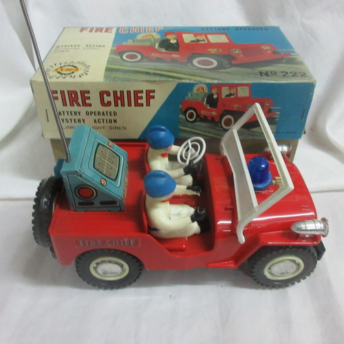 Greek Fire Chief Battery Operated Jeep Lyra 70s new in box