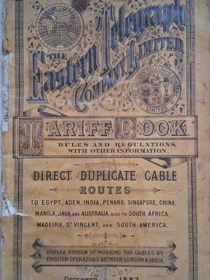 Eastern Telegraph Company Limited Tariff Book 1882 used
