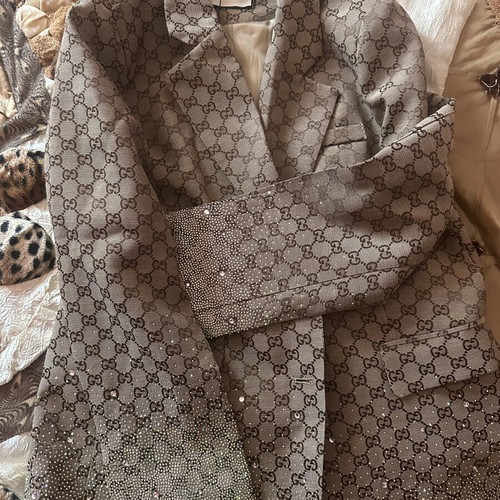 Gucci jacket with Swarovski crystals new with tag beige brown