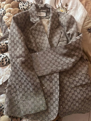 Gucci jacket with Swarovski crystals new with tag beige brown