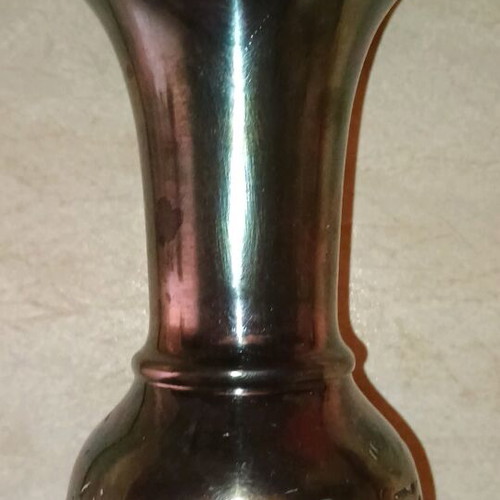 Silver plated metal vase with gift, height 11cm