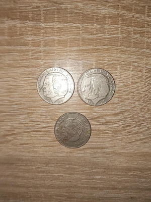 Swedish coins used, pack of 3 pieces 1 Krona (1972-1981)