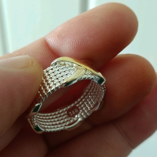 Women's two-tone 925 silver plated gold ring new size 18.5