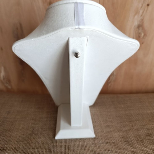Jewelry display stand leather with white wood for necklace like new
