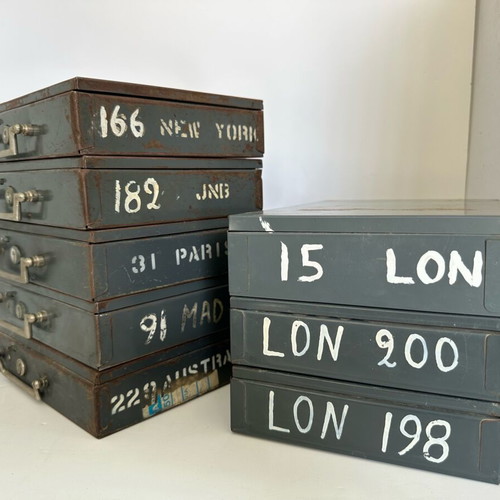 Vintage Olympic Airways cabin cash boxes used, set of 8