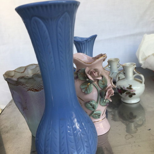 Set of 8 small ceramic vases used with cracks