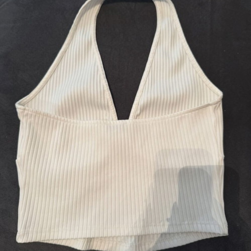 Bershka white backless top like new, size L