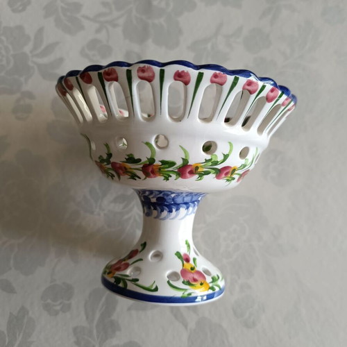 Vintage decorative faience cup with base like new