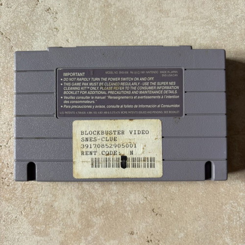 Clue Super Nintendo SNES American version