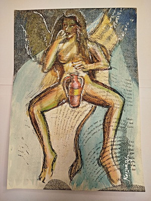 Sphinga1 mixed technique 30x40cm on cardboard signed by Ch. Koiliaris new
