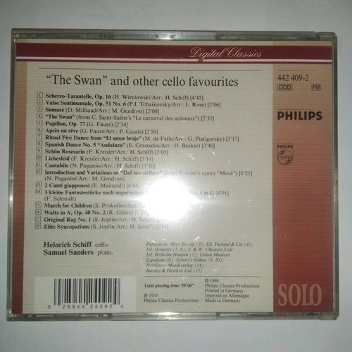Heinrich Schiff The Swan and Other Cello Favorites CD used