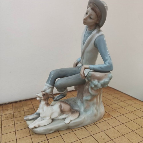 Lladró Boy with Dog porcelain figure refurbished