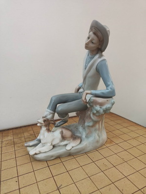 Lladró Boy with Dog porcelain figure refurbished