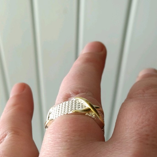 Women's two-tone 925 silver plated gold ring new size 18.5