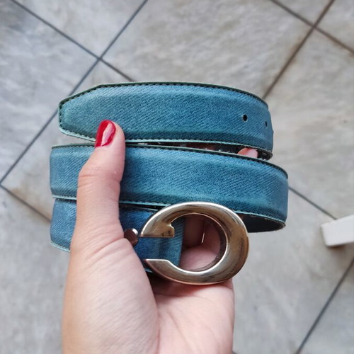 Vintage blue belt with silver buckle