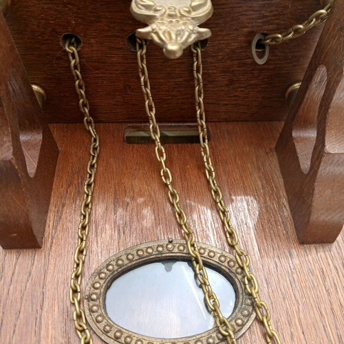 Antique wall clock used, analog, non-working mechanism