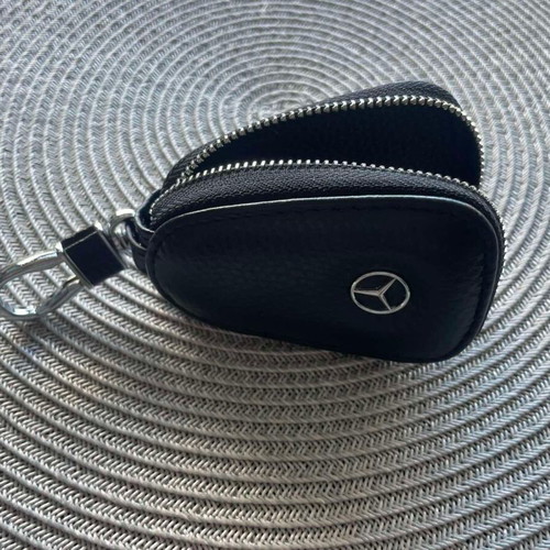 Mercedes-Benz leather car key cover new, black with metal details
