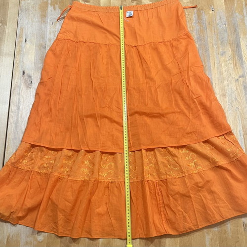 Long summer skirt orange 100% cotton made in India