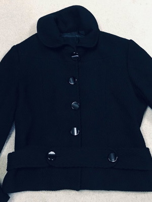 Σακάκι κοντό κοτλέ μαύρο A.L.E. σαν καινούργιο με ζωνάκι