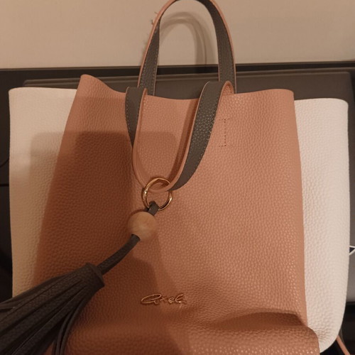 Axel women's bag used, two-tone white and pink
