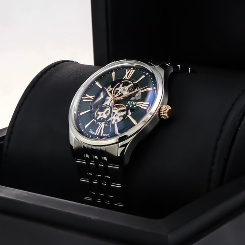 RSW Romeo Skeleton automatic watch new, 45mm, black and blue