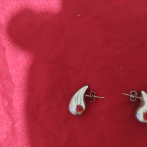 Drops Small earrings made of steel like new, silver color