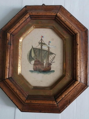 Antique paintings used, set of 2 with ornate frame