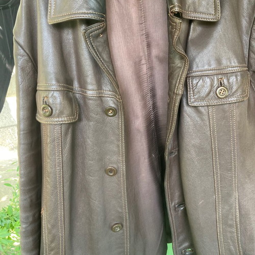 Men's leather jacket used, size XXL, brown, Bulgarian made