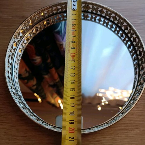 Metal decorative mirror trays set, 20cm & 17cm