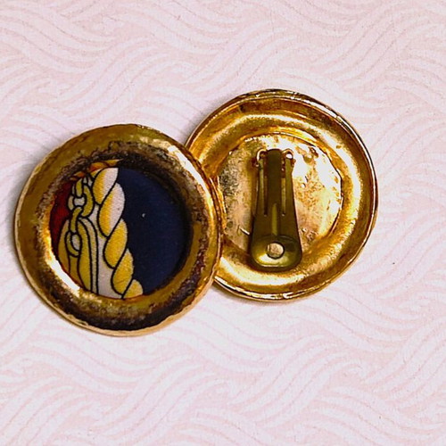 Vintage earrings set (2 pairs) like new, clip-on with fabric and metal
