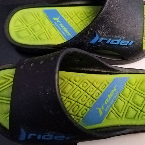 Rider flip-flops used, size 30, black and green