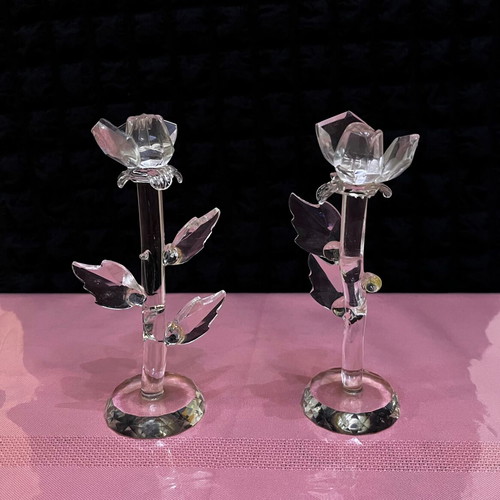 Decorative crystal flowers used, set of 2 pieces 15cm