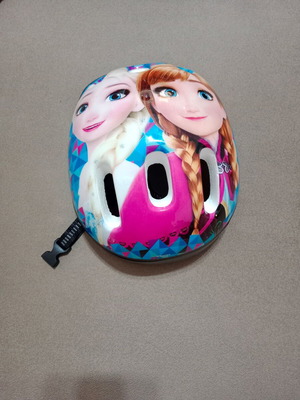 Frozen children's bicycle helmet used