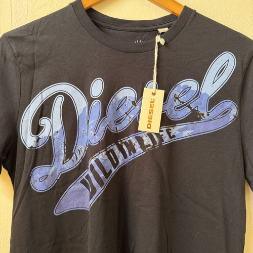 Diesel Style Y2K Graphic T-Shirt Black Blue Size S new