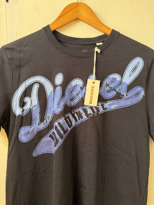Diesel Style Y2K Graphic T-Shirt Black Blue Size S new