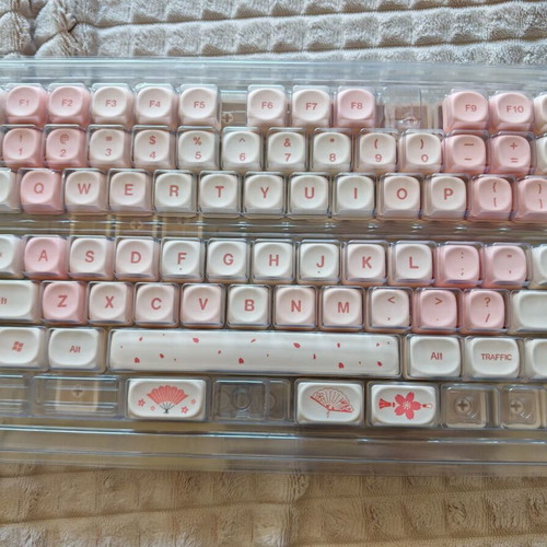 Sakura Japanese Keycaps Set for Mechanical Keyboard, New, PBT MX Compatible