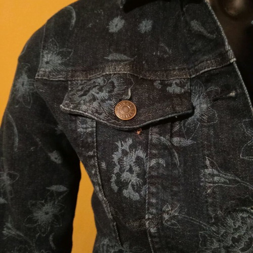 Laura Ashley jean jacket new, size UK 8, blue with floral pattern