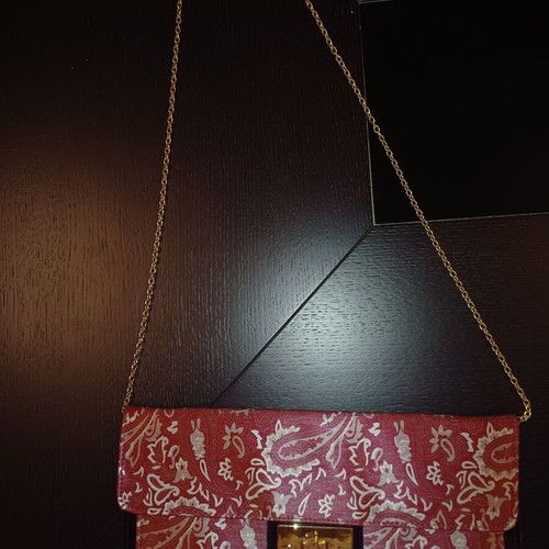 Envelope-style women's bag new, red with silver details