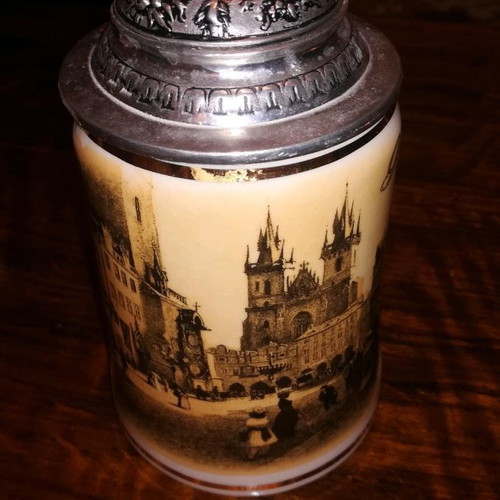 Decorative item used with silver-plated lid from Prague