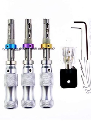 Locksmith Training Kit with Transparent Cylinder and 3 Tubular Picks