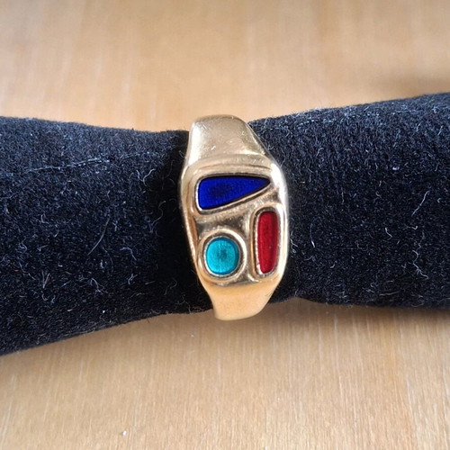 Faux ring with enamel like new, size 17